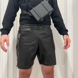 COMBO | Faux Leather Shorts and men’s square Bag
